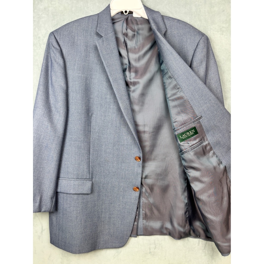 Lauren Ralph Lauren Blue Herringbone Blazer Sport Coat 48R 2-Button Mens
